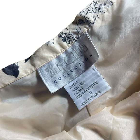 Silk Club Collection Black and Cream Floral Printed Pants Size 8 - Picture 3 of 5